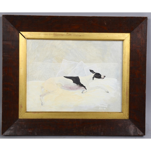 818 - Gooding, sleeping dog, oil on board, signed and dated 1998, 26cm x 36cm, framed