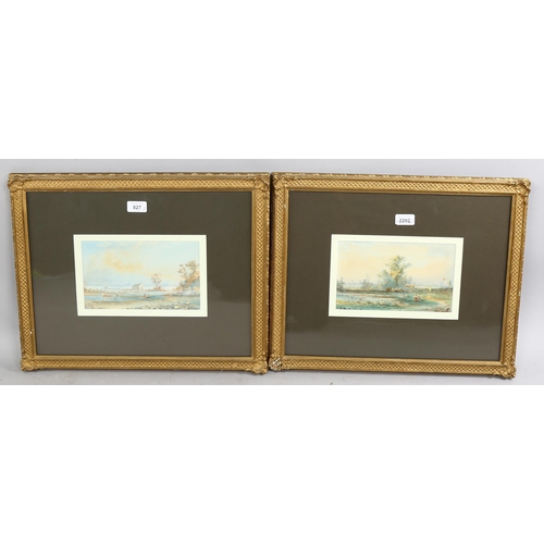 827 - A pair of 19th century watercolours, extensive landscapes, indistinctly signed, 5.5