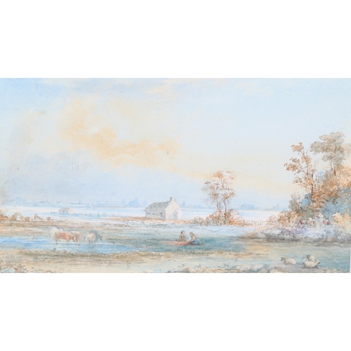 827 - A pair of 19th century watercolours, extensive landscapes, indistinctly signed, 5.5