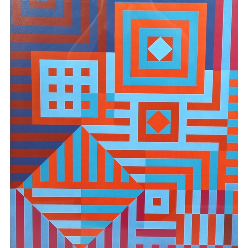 828 - Victor Vasarely, lithograph abstract, 1972, unsigned, 47cm x 47cm, framed