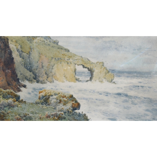 834 - Arthur Suker, Cornish coastal scene, watercolour, signed with monogram, 20cm x 35cm, framed