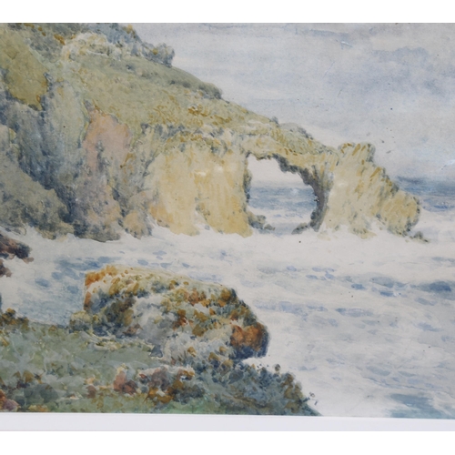 834 - Arthur Suker, Cornish coastal scene, watercolour, signed with monogram, 20cm x 35cm, framed