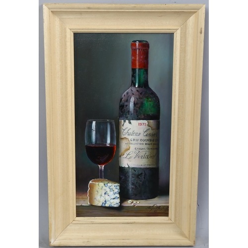 851 - Raymond Campbell, Chateau Cissac, 1975, oil on board, signed, 36cm x 19cm, framed