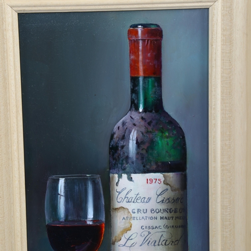 851 - Raymond Campbell, Chateau Cissac, 1975, oil on board, signed, 36cm x 19cm, framed