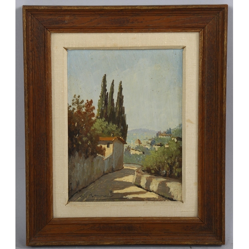 855 - 20th century Greek School, Mediterranean scene, oil on panel, indistinctly signed, 19cm x 14cm, fram... 