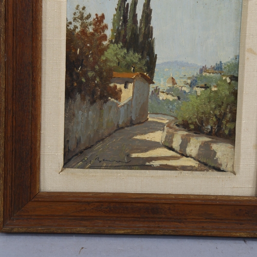 855 - 20th century Greek School, Mediterranean scene, oil on panel, indistinctly signed, 19cm x 14cm, fram... 