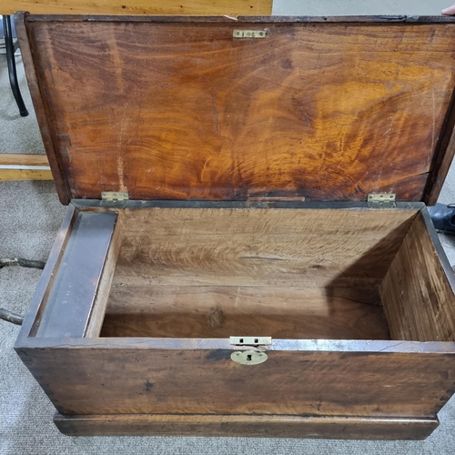 74 - **DESCRIPTION CHANGE** A 19th century camphor wood sea chest, with rope handles, length 87cm