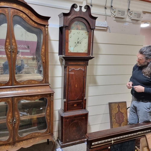 77 - George III mahogany and satinwood 8-day longcase clock, with painted dial