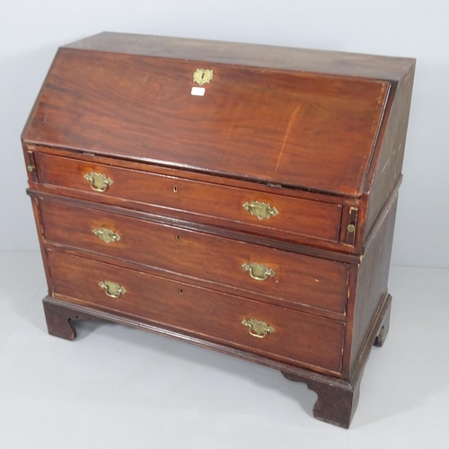 2013 - A Georgian mahogany two-section bureau, the fall front revealing a fitted interior with three long d... 