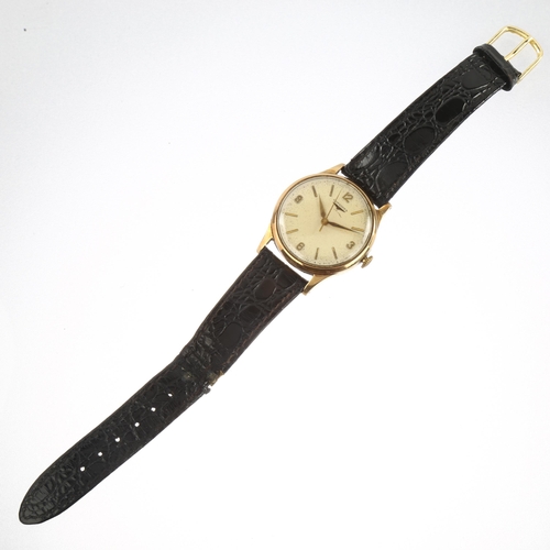 1002 - LONGINES - a 9ct gold mechanical wristwatch, ref. 13322, silvered dial with gilt quarterly Arabic nu... 