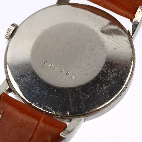 1010 - JAEGER LECOULTRE - a Vintage stainless steel mechanical wristwatch, circa 1950s, silvered dial with ... 