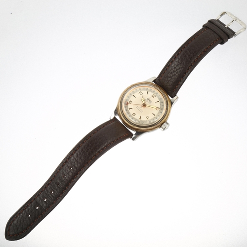 1020 - ORIS - a bi-metal Big Crown Pointer Date automatic wristwatch, ref. 7463B, silvered dial with gilt e... 