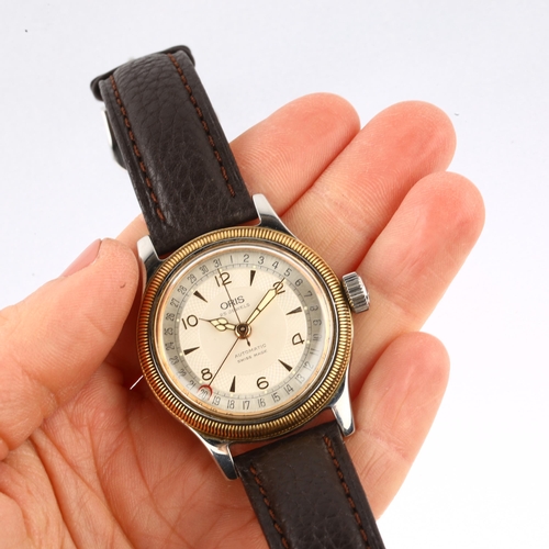 1020 - ORIS - a bi-metal Big Crown Pointer Date automatic wristwatch, ref. 7463B, silvered dial with gilt e... 