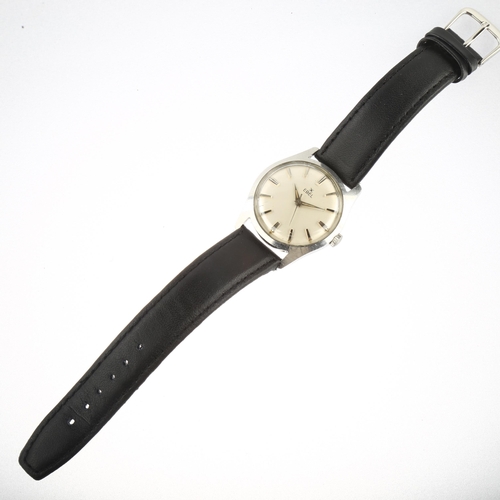 1027 - EBEL - a stainless steel mechanical wristwatch, ref. 1830, silvered dial with tapered baton hour mar... 
