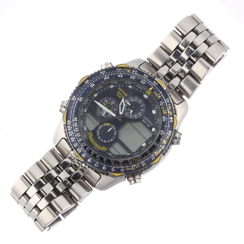 1041 - CITIZEN - a stainless steel Navihawk World Time Blue Angels quartz chronograph bracelet watch, ref. ... 