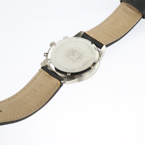 1052 - CITIZEN - a stainless steel Eco-Drive WR100 quartz chronograph wristwatch, ref. H500-S026989, black ... 