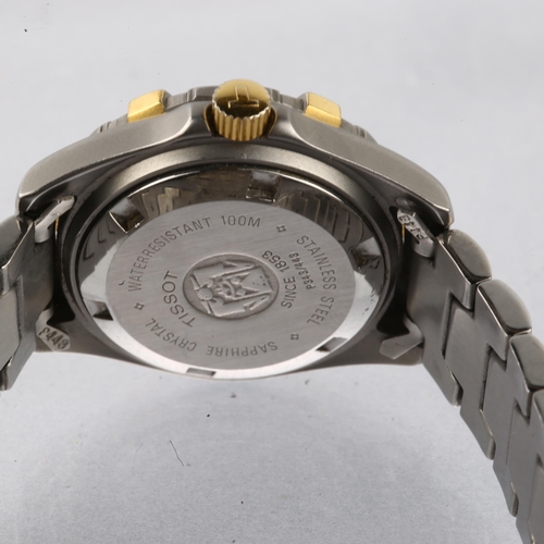 1056 - TISSOT - a lady's stainless steel PR100 quartz bracelet watch, white dial with gilt luminous dot hou... 