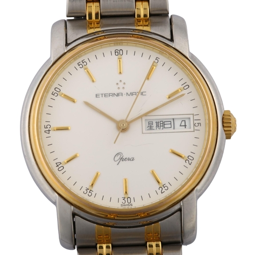 1064 - ETERNA-MATIC - a gold plated stainless steel Opera automatic bracelet watch, ref. 2401.40, white dia... 