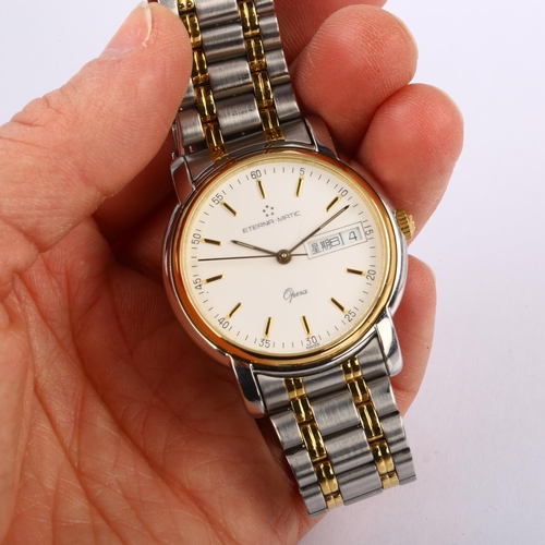 1064 - ETERNA-MATIC - a gold plated stainless steel Opera automatic bracelet watch, ref. 2401.40, white dia... 