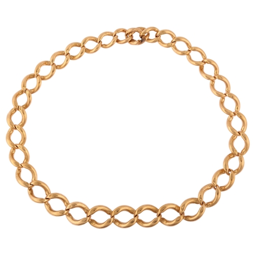 1156 - An Antique 9ct rose gold graduated curb link chain bracelet, length approx 17cm, 12.7g