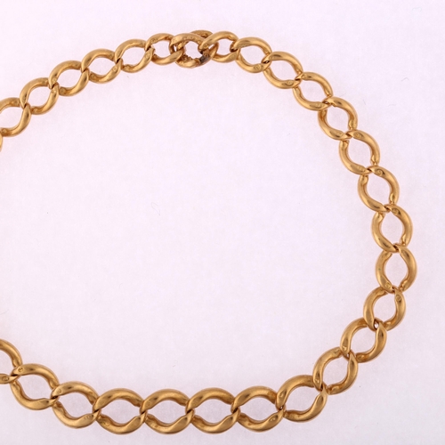 1156 - An Antique 9ct rose gold graduated curb link chain bracelet, length approx 17cm, 12.7g