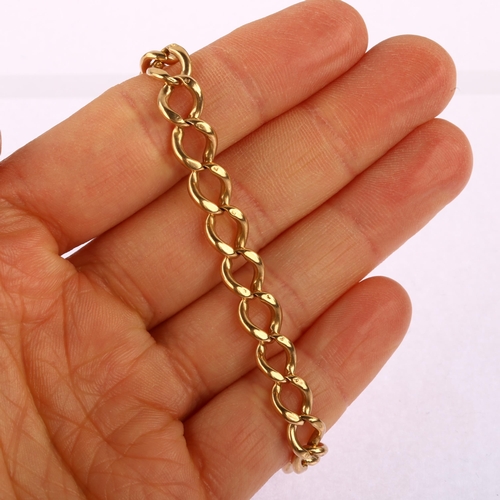 1156 - An Antique 9ct rose gold graduated curb link chain bracelet, length approx 17cm, 12.7g