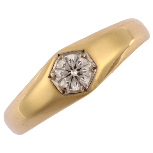 1159 - An 18ct gold 0.25ct solitaire diamond gypsy ring, set with modern round brilliant-cut diamond, colou... 