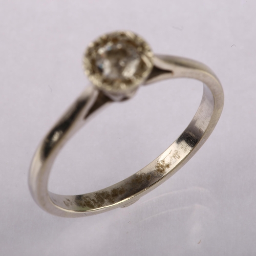 1171 - A mid-20th century 0.25ct solitaire diamond ring, unmarked white metal settings with illusion design... 