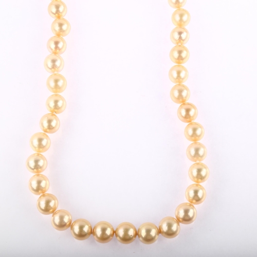 1177 - A single-strand cultured pearl necklace, with 9ct white gold ball clasp, pearl diameter 10.1mm, neck... 