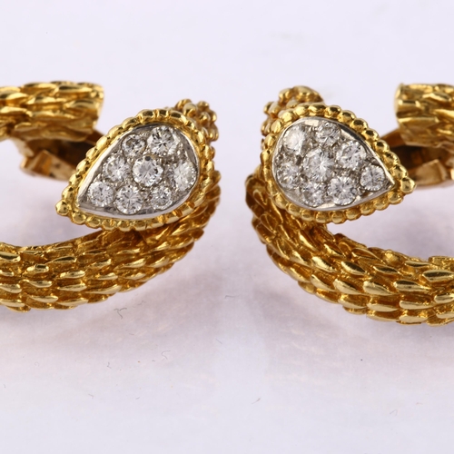 1185 - ATTRIBUTED TO BOUCHERON - a pair of 18ct gold diamond 'Serpent Boheme' clip-on earrings, set with mo... 