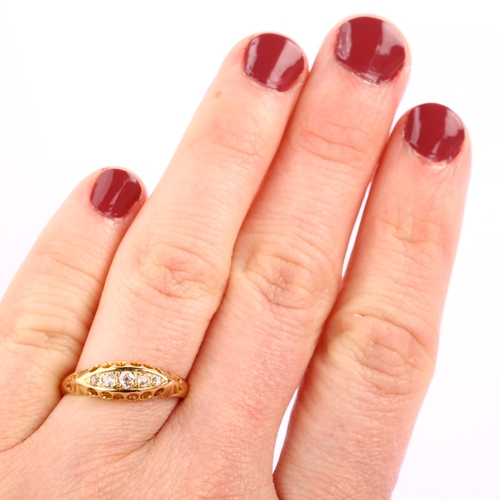 1238 - An early 20th century 18ct gold graduated five stone diamond half hoop ring, set with old-cut diamon... 