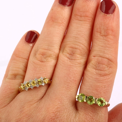 1292 - 4 x 9ct gold gem set rings, sizes N, P x 2, and Q, 8.7g total (4)