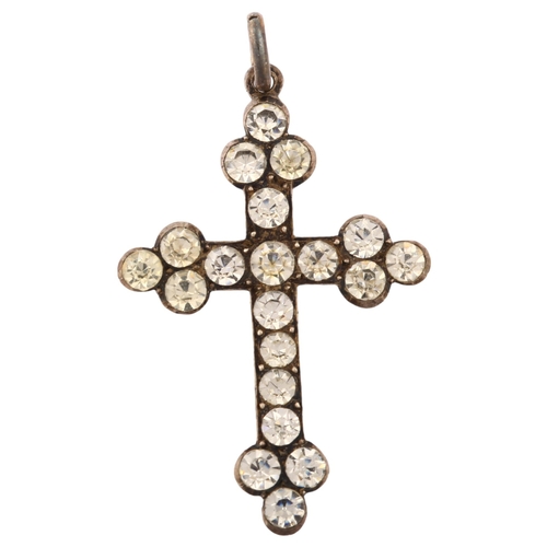 1294 - A Victorian sterling silver-gilt paste cross pendant, height 40.8mm, 3g