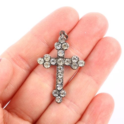 1294 - A Victorian sterling silver-gilt paste cross pendant, height 40.8mm, 3g