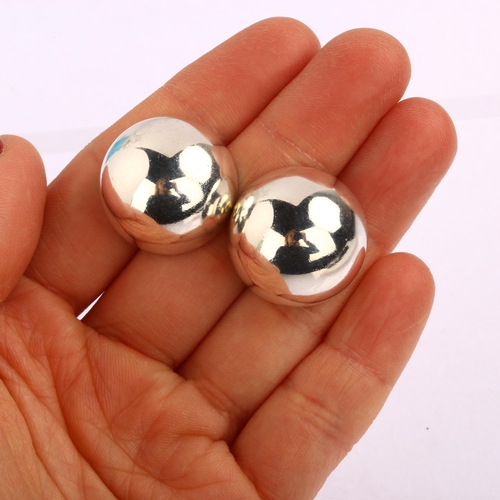 1301 - HANS HANSEN - a pair of Danish modernist sterling silver bombe cufflinks, model no. 641, panel diame... 