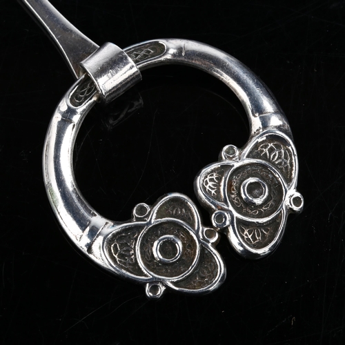 1307 - A mid-20th century Scottish silver Celtic penannular cloak pin, by Robert Allison, hallmarks Glasgow... 