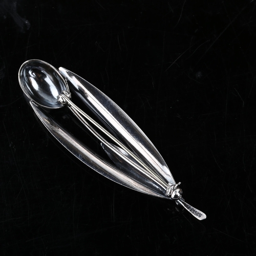 1329 - CARL OVE FRYDENSBERG - a Danish modernist sterling silver floral brooch, length 67.1mm, 5.4g