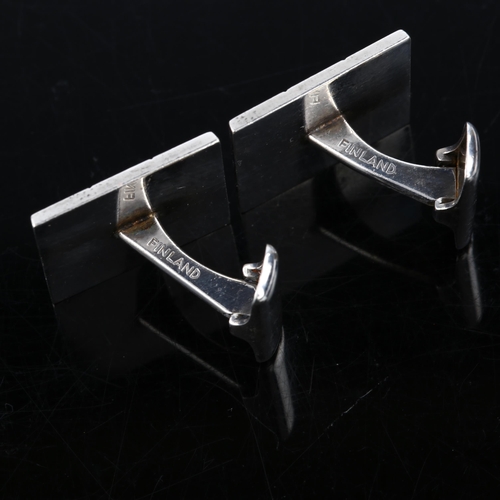 1333 - KUPITTAAN KULTA - a pair of Finnish modernist sterling silver tic-tac-toe panel cufflinks, panel wid... 