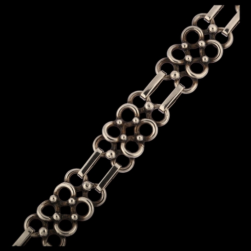 1340 - ANNE MARIE SERRITSLEV - an Art Deco Danish silver geometric panel bracelet, length 19.5cm, 27g