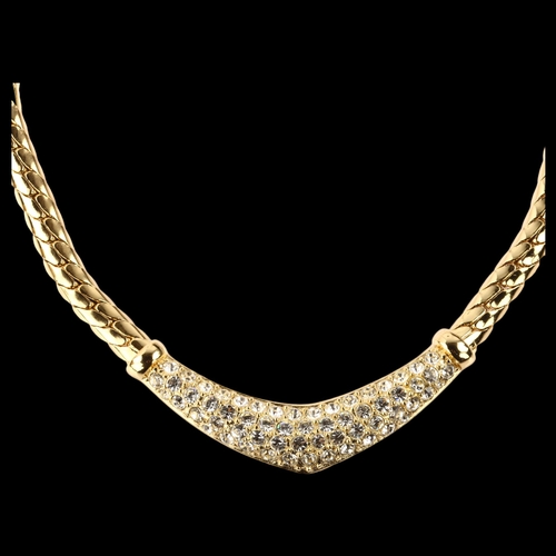 1344 - **WITHDRAWN** CHRISTIAN DIOR - a gold plated rhinestone necklace, length 42cm, 57.7g