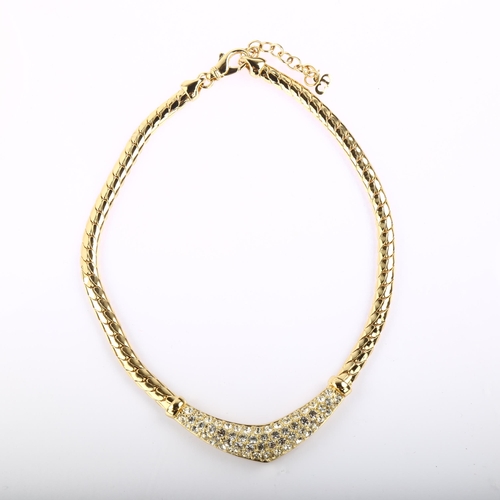 1344 - **WITHDRAWN** CHRISTIAN DIOR - a gold plated rhinestone necklace, length 42cm, 57.7g