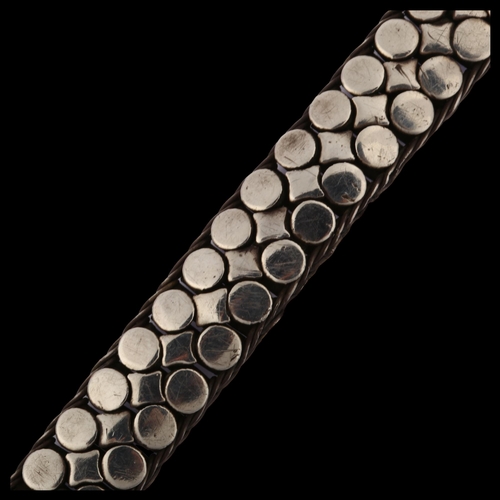 1349 - A Continental silver brick link bracelet, indistinct maker's mark, bracelet length 20cm, 53g