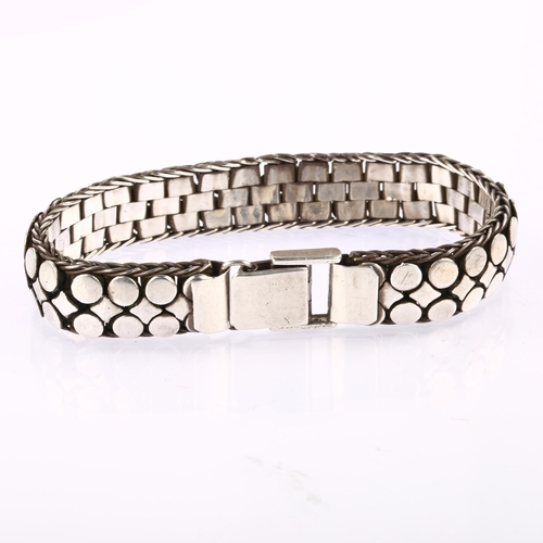 1349 - A Continental silver brick link bracelet, indistinct maker's mark, bracelet length 20cm, 53g