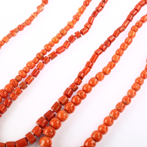 1353 - **WITHDRAWN** 3 single-strand coral bead necklaces, largest length 66cm, 179.3g total (3)