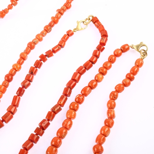 1353 - **WITHDRAWN** 3 single-strand coral bead necklaces, largest length 66cm, 179.3g total (3)