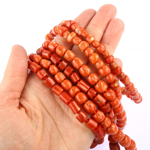 1353 - **WITHDRAWN** 3 single-strand coral bead necklaces, largest length 66cm, 179.3g total (3)