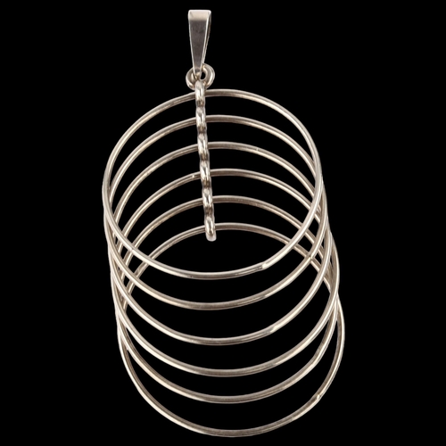 1368 - BERNHARD HERTZ - a Danish modernist sterling silver geometric hoop pendant, height 81mm, 11g