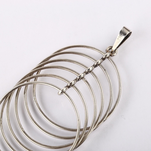 1368 - BERNHARD HERTZ - a Danish modernist sterling silver geometric hoop pendant, height 81mm, 11g