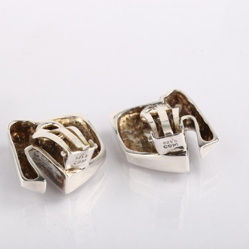 1369 - CLAUS GEORG MELCHER - a pair of Danish brutalist sterling silver abstract clip-on earrings, height 2... 