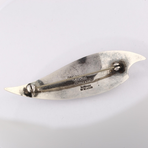 1373 - ULRICH - a large Danish modernist sterling silver abstract ring brooch, length 73mm, 11g